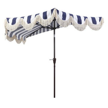 Beverly 9 ft. Designer Classic Scalloped Fringe Half Market Patio Umbrella